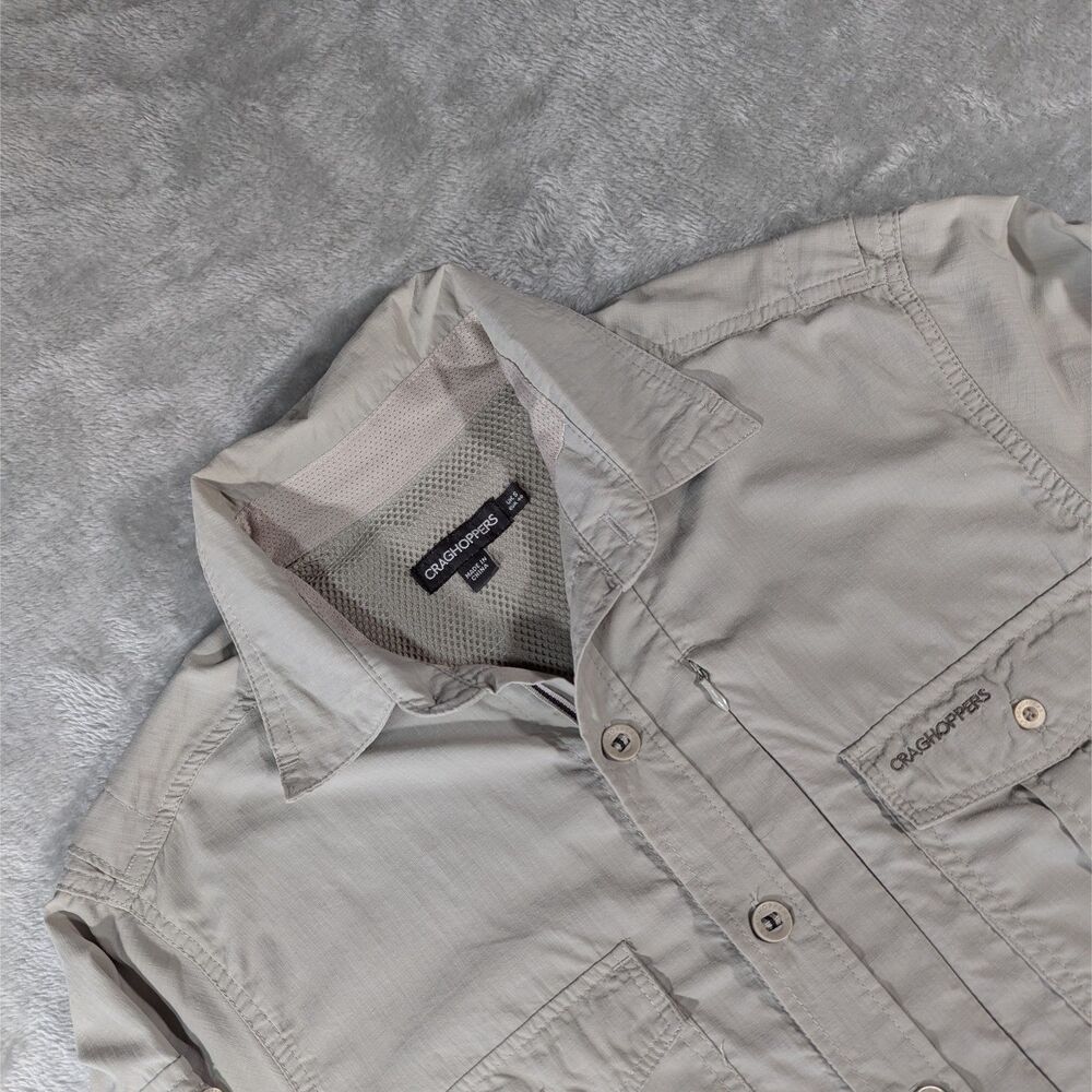 Craghoppers Nosilife Travel Shirt Mens Small Tan Beige Long Sleeve Bug Repellent